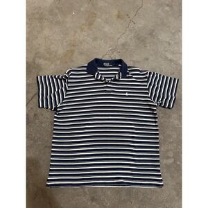 Polo Ralph Lauren Shirt Blue and White Striped Men's L Vintage Y2K 100% Cotton